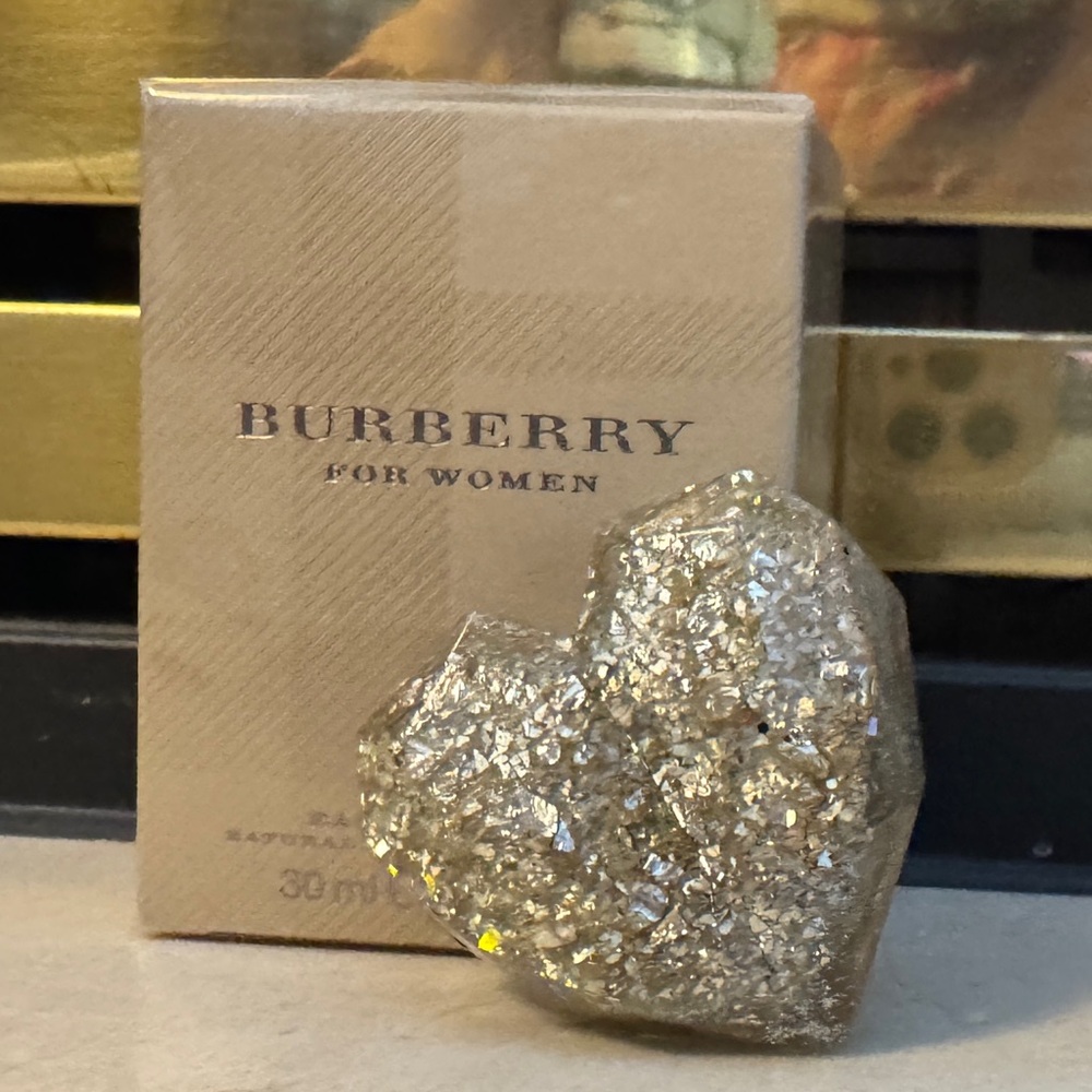 BURBERRY For Women Full Size 1.0 OZ EDP & Silver Sparkle Worry Stone/Decor.